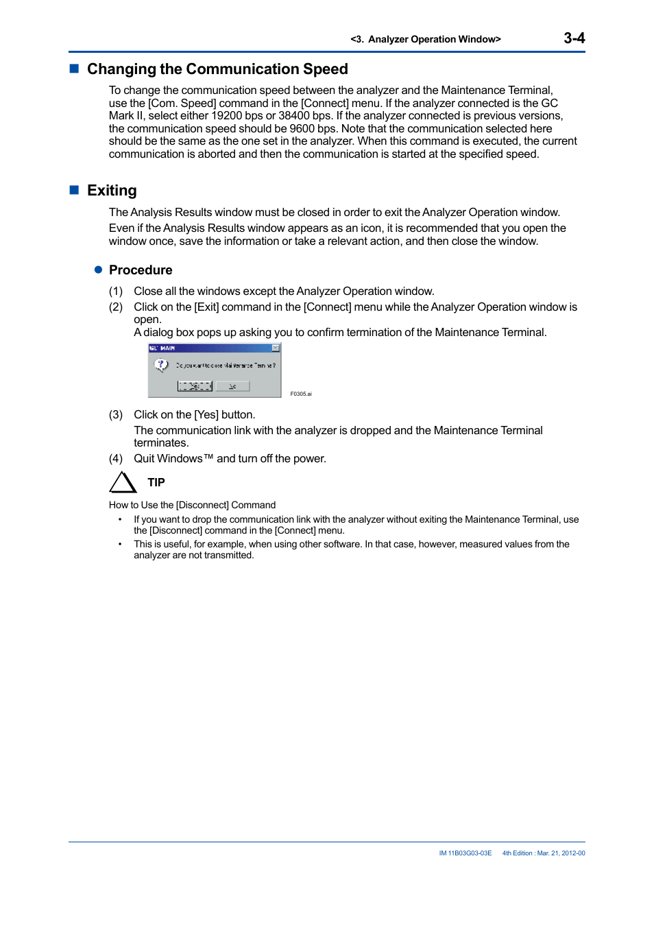 Nchanging the communication speed, Nexiting | Yokogawa GC1000 Mark II Process Gas Chromatograph User Manual | Page 33 / 105
