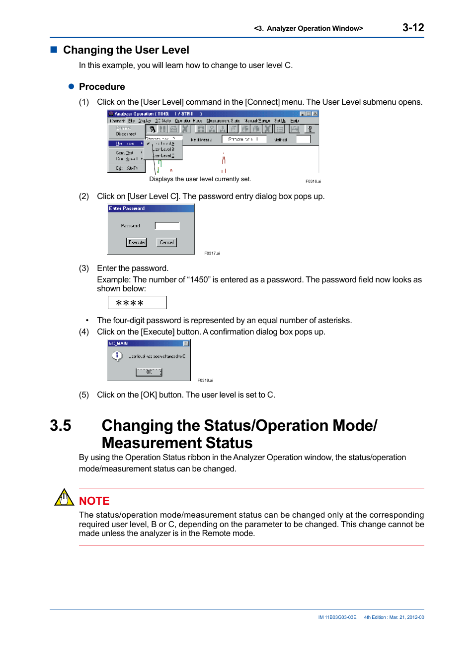 Nchanging the user level | Yokogawa GC1000 Mark II Process Gas Chromatograph User Manual | Page 41 / 105
