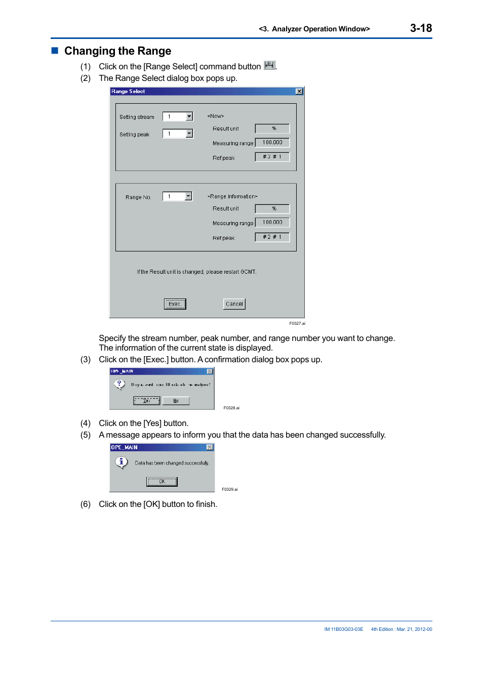Nchanging the range | Yokogawa GC1000 Mark II Process Gas Chromatograph User Manual | Page 47 / 105