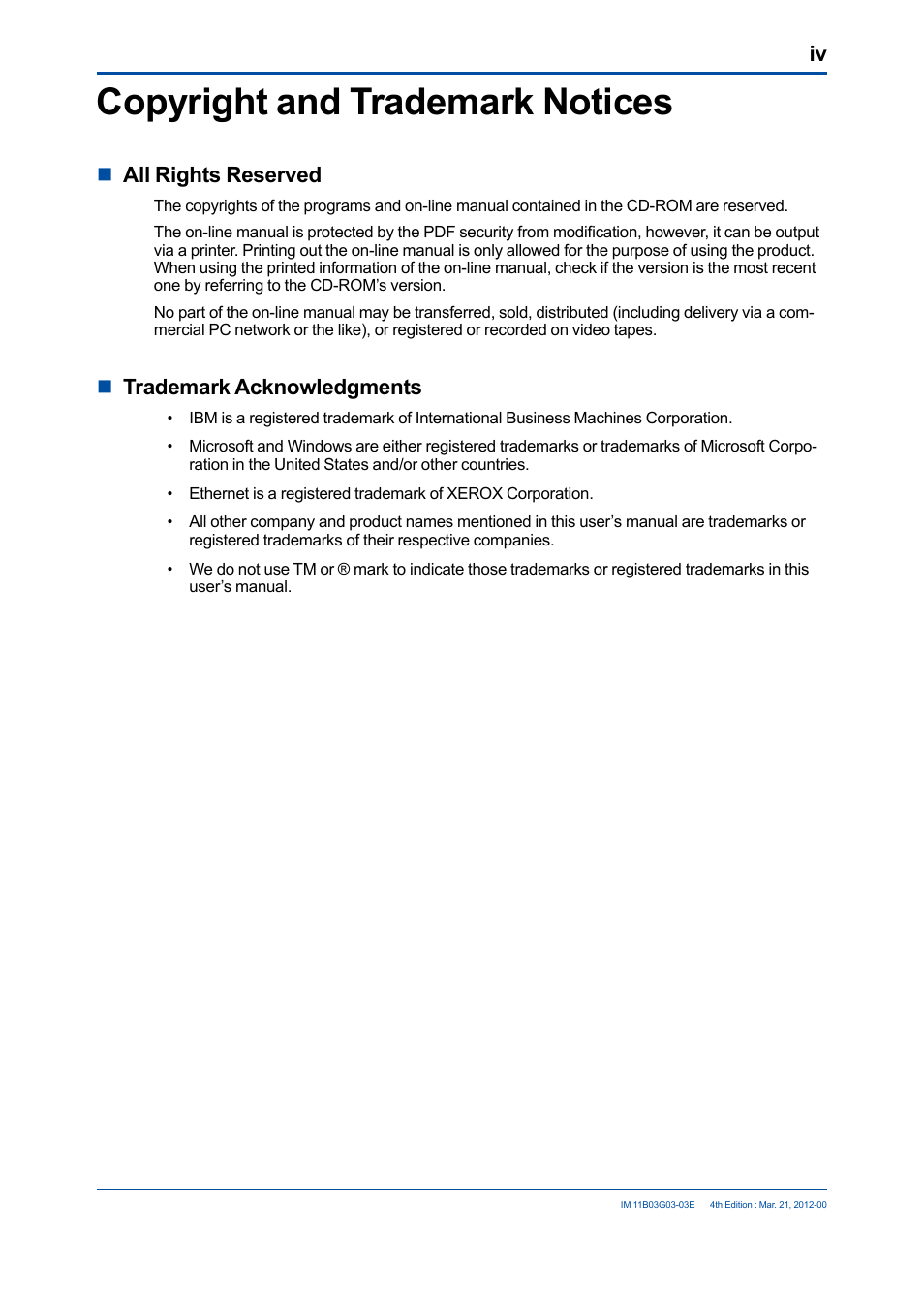 Copyright and trademark notices, Nall rights reserved, Ntrademark acknowledgments | Yokogawa GC1000 Mark II Process Gas Chromatograph User Manual | Page 5 / 105
