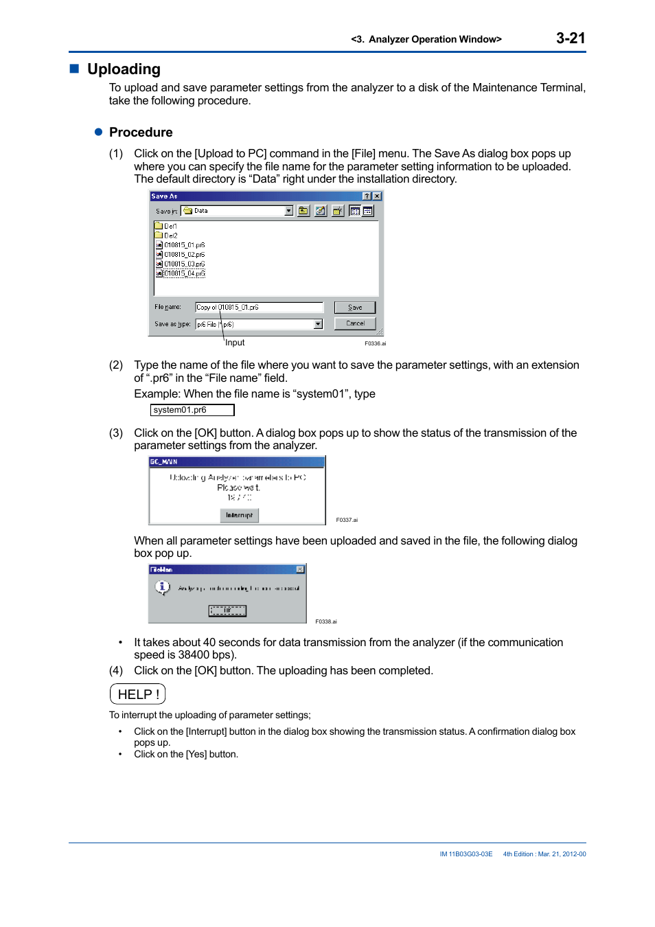 Nuploading, Lprocedure, Help | Yokogawa GC1000 Mark II Process Gas Chromatograph User Manual | Page 50 / 105