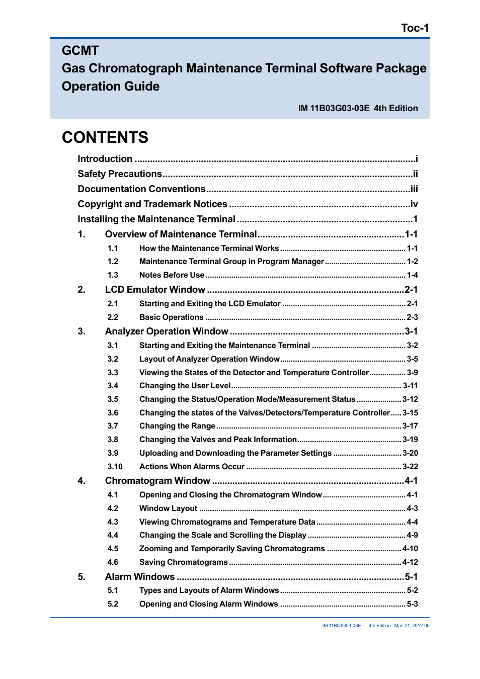 Yokogawa GC1000 Mark II Process Gas Chromatograph User Manual | Page 6 / 105