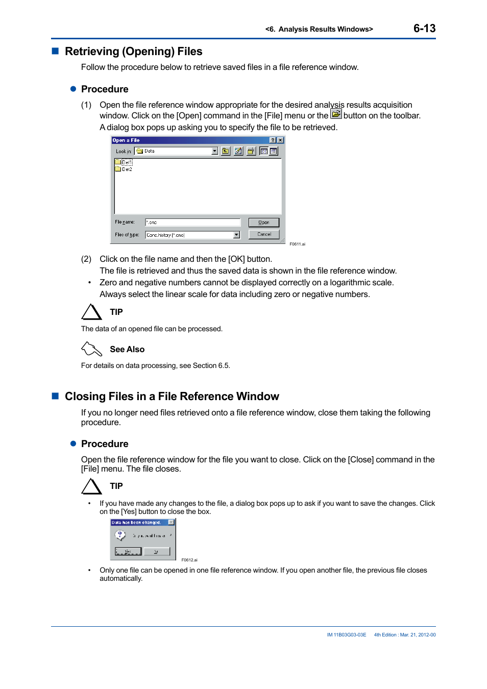 Nretrieving (opening) files, Nclosing files in a file reference window | Yokogawa GC1000 Mark II Process Gas Chromatograph User Manual | Page 88 / 105