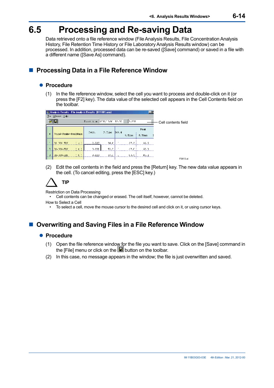 5 processing and re-saving data, Processing and re-saving data -14, Nprocessing data in a file reference window | Yokogawa GC1000 Mark II Process Gas Chromatograph User Manual | Page 89 / 105