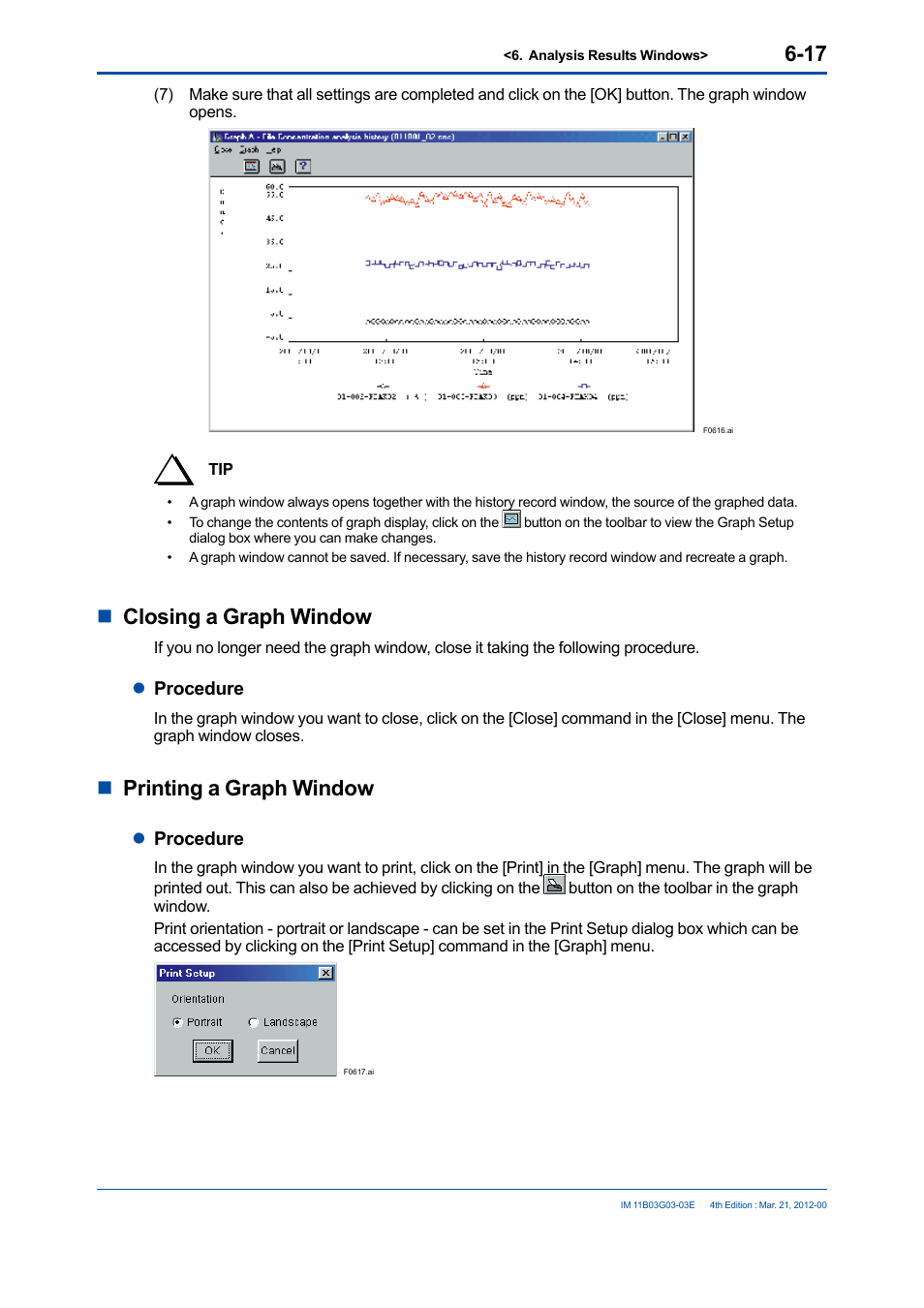 Nclosing a graph window, Nprinting a graph window | Yokogawa GC1000 Mark II Process Gas Chromatograph User Manual | Page 92 / 105