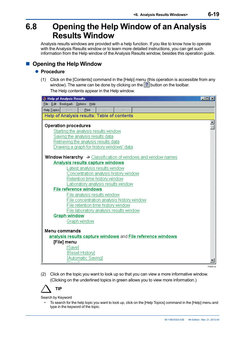 Nopening the help window | Yokogawa GC1000 Mark II Process Gas Chromatograph User Manual | Page 94 / 105