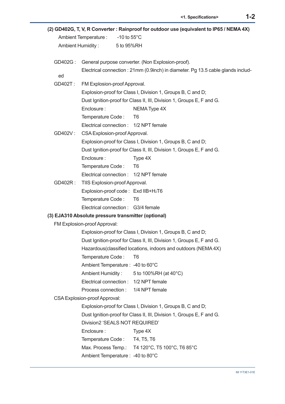 Yokogawa GD40 Gas Density Detector User Manual | Page 11 / 178