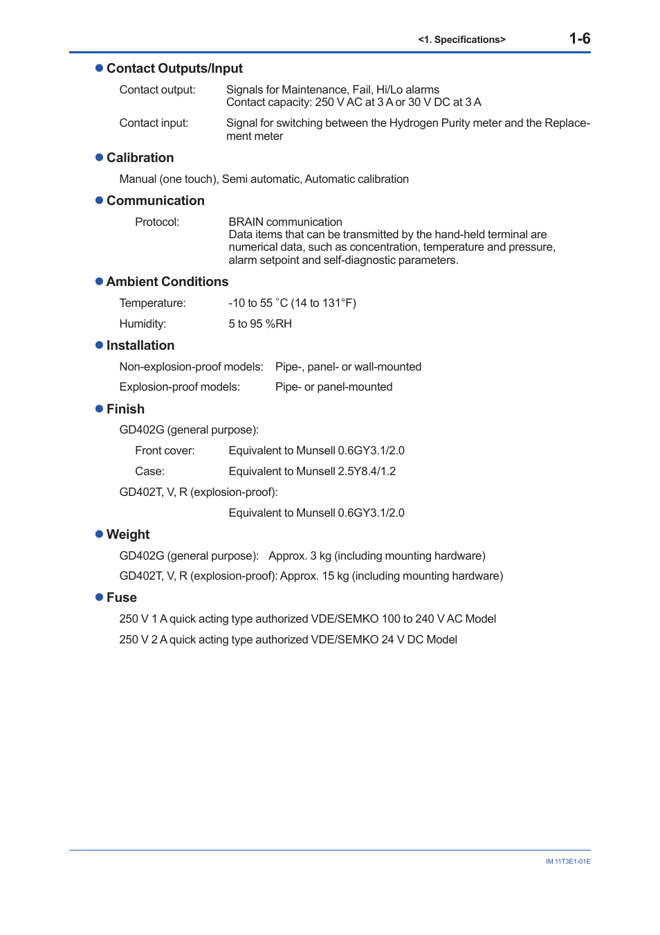 Yokogawa GD40 Gas Density Detector User Manual | Page 15 / 178
