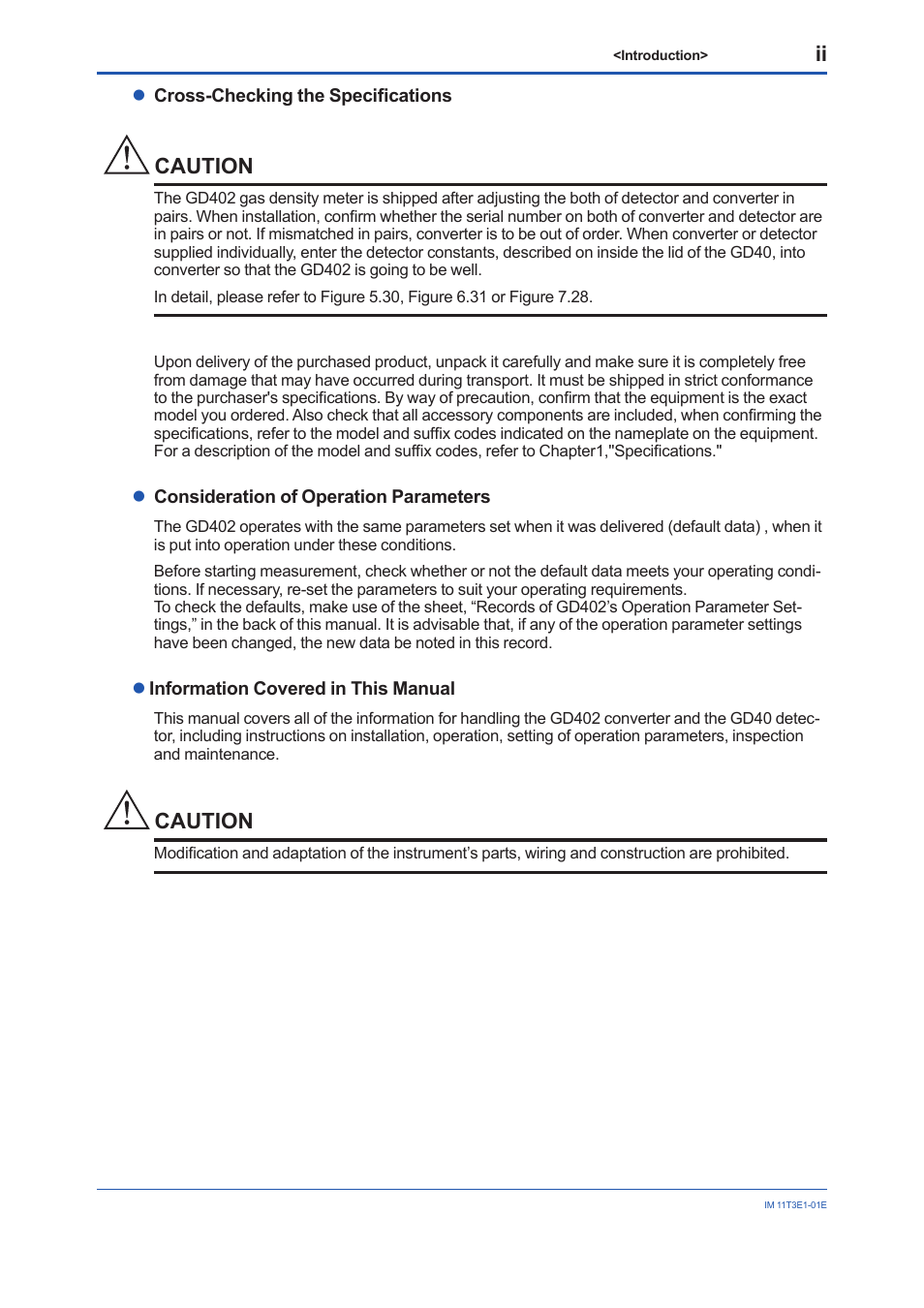 Caution | Yokogawa GD40 Gas Density Detector User Manual | Page 3 / 178