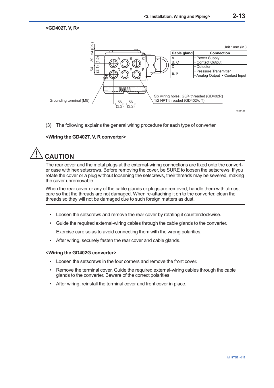 Caution | Yokogawa GD40 Gas Density Detector User Manual | Page 36 / 178