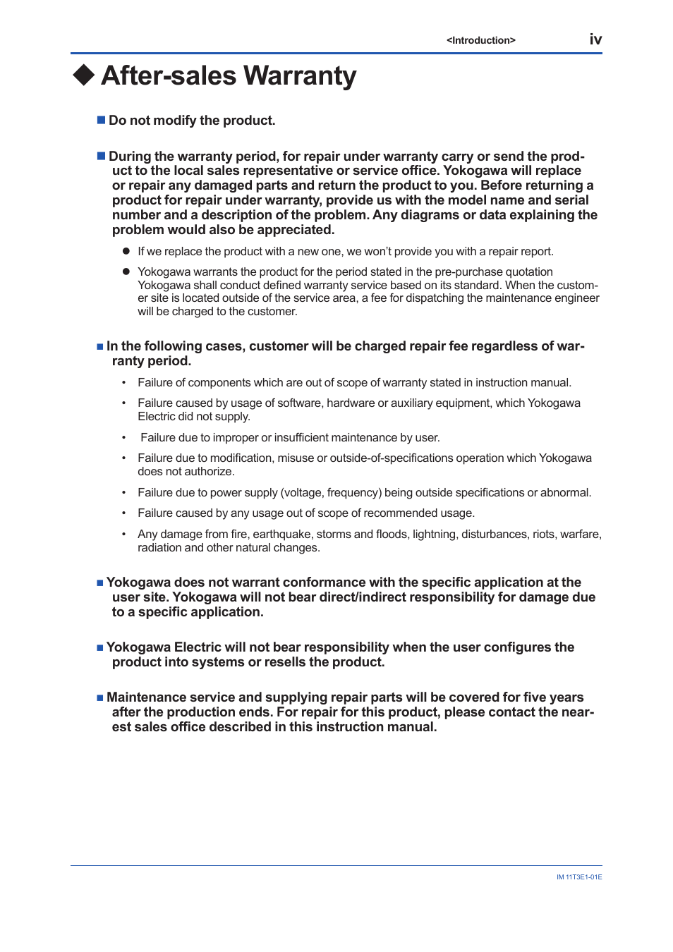 After-sales warranty, Uafter-sales warranty | Yokogawa GD40 Gas Density Detector User Manual | Page 5 / 178