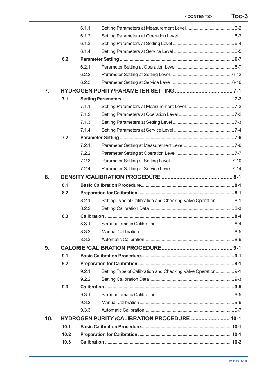 Toc-3 | Yokogawa GD40 Gas Density Detector User Manual | Page 8 / 178