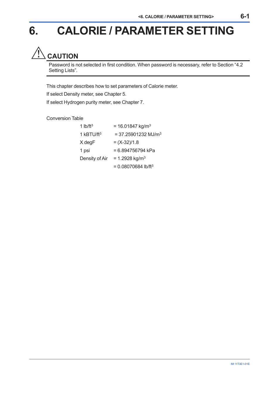 Calorie / parameter setting, Calorie / parameter setting -1, Caution | Yokogawa GD40 Gas Density Detector User Manual | Page 90 / 178