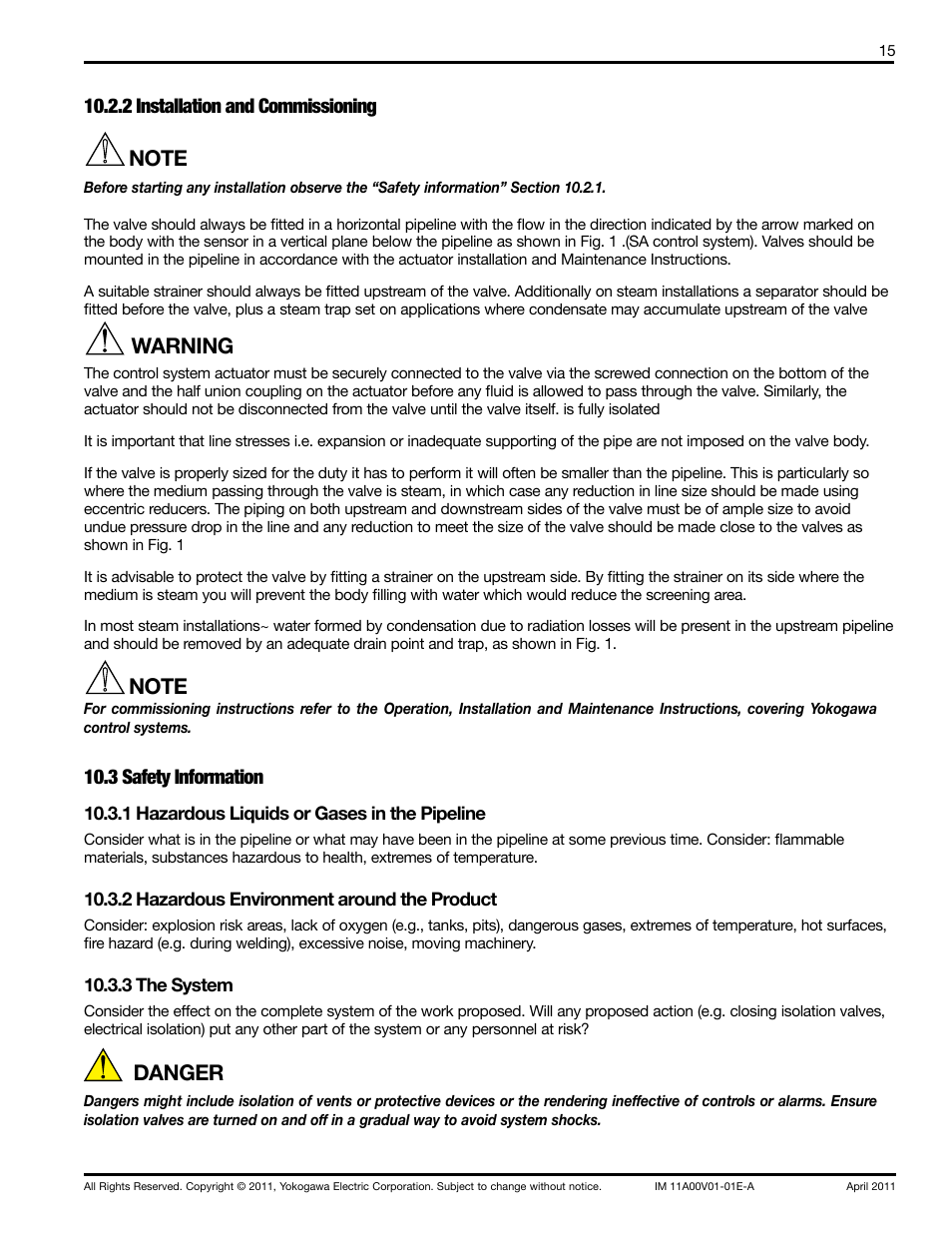 Warning, Danger, 2 installation and commissioning | 3 safety information | Yokogawa Advanced Reflux Sampler User Manual | Page 15 / 28