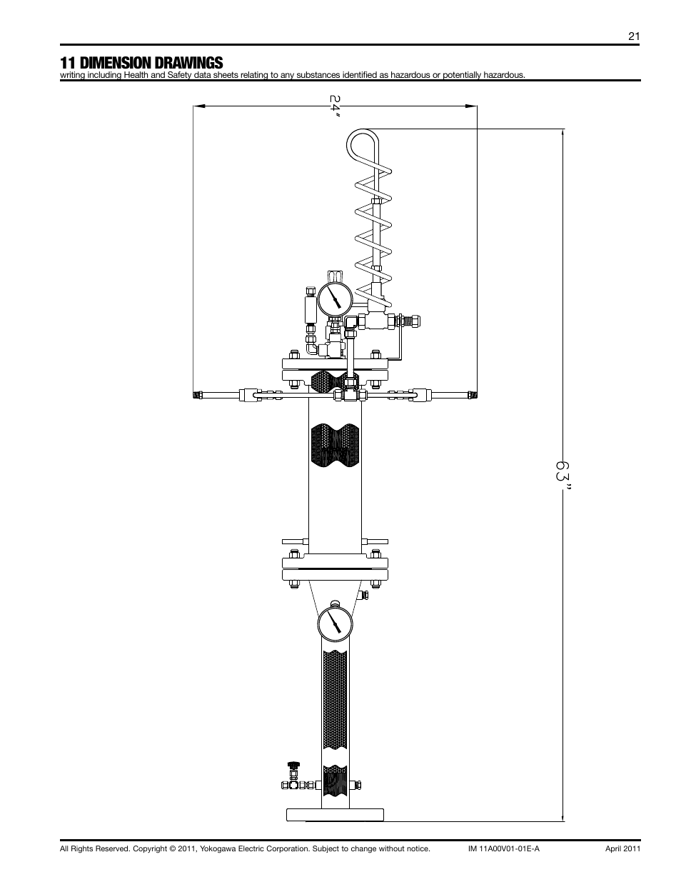 11 dimension drawings | Yokogawa Advanced Reflux Sampler User Manual | Page 21 / 28