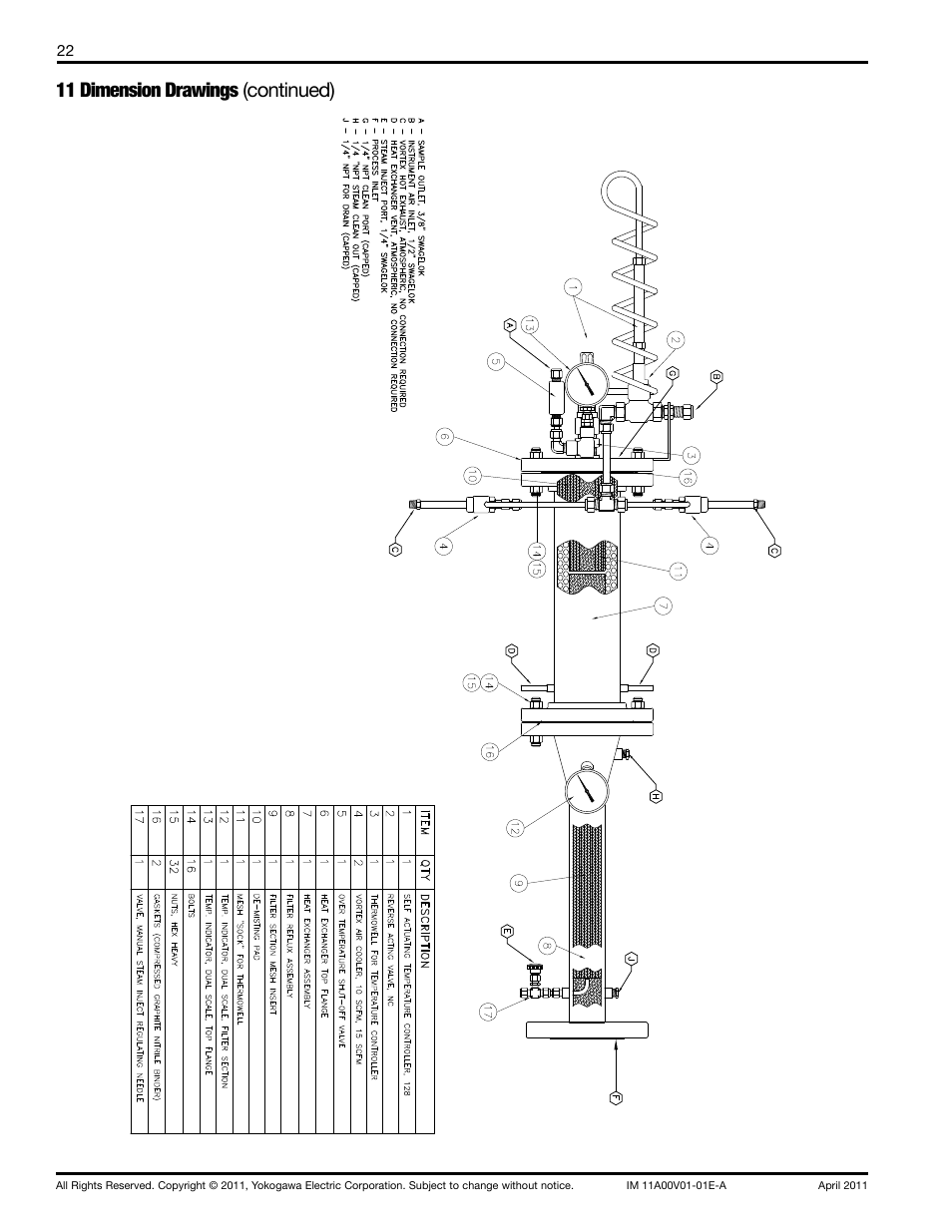 11 dimension drawings (continued) | Yokogawa Advanced Reflux Sampler User Manual | Page 22 / 28