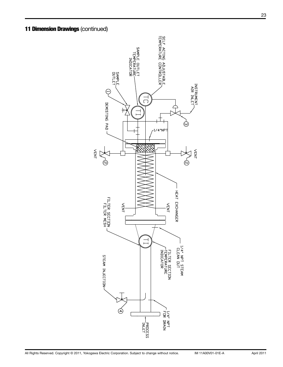 11 dimension drawings (continued) | Yokogawa Advanced Reflux Sampler User Manual | Page 23 / 28