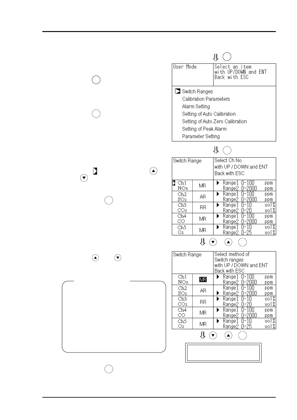 Setting and calibration, 1 switch of range, 1 setting of range switch mode | Yokogawa IR400 User Manual | Page 40 / 114