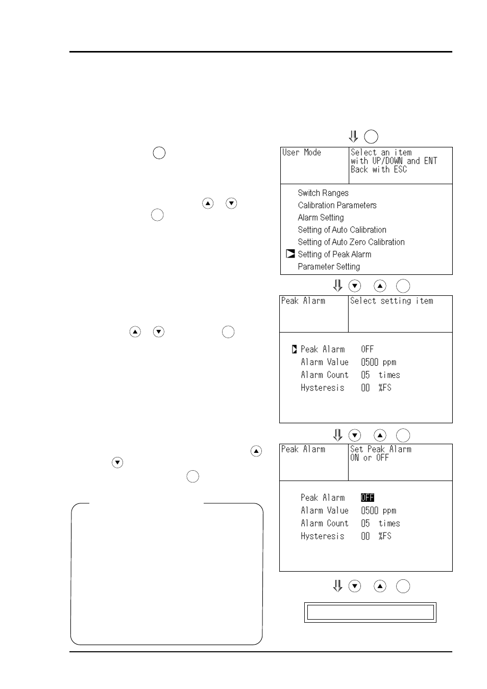 6 peak alarm setting | Yokogawa IR400 User Manual | Page 64 / 114