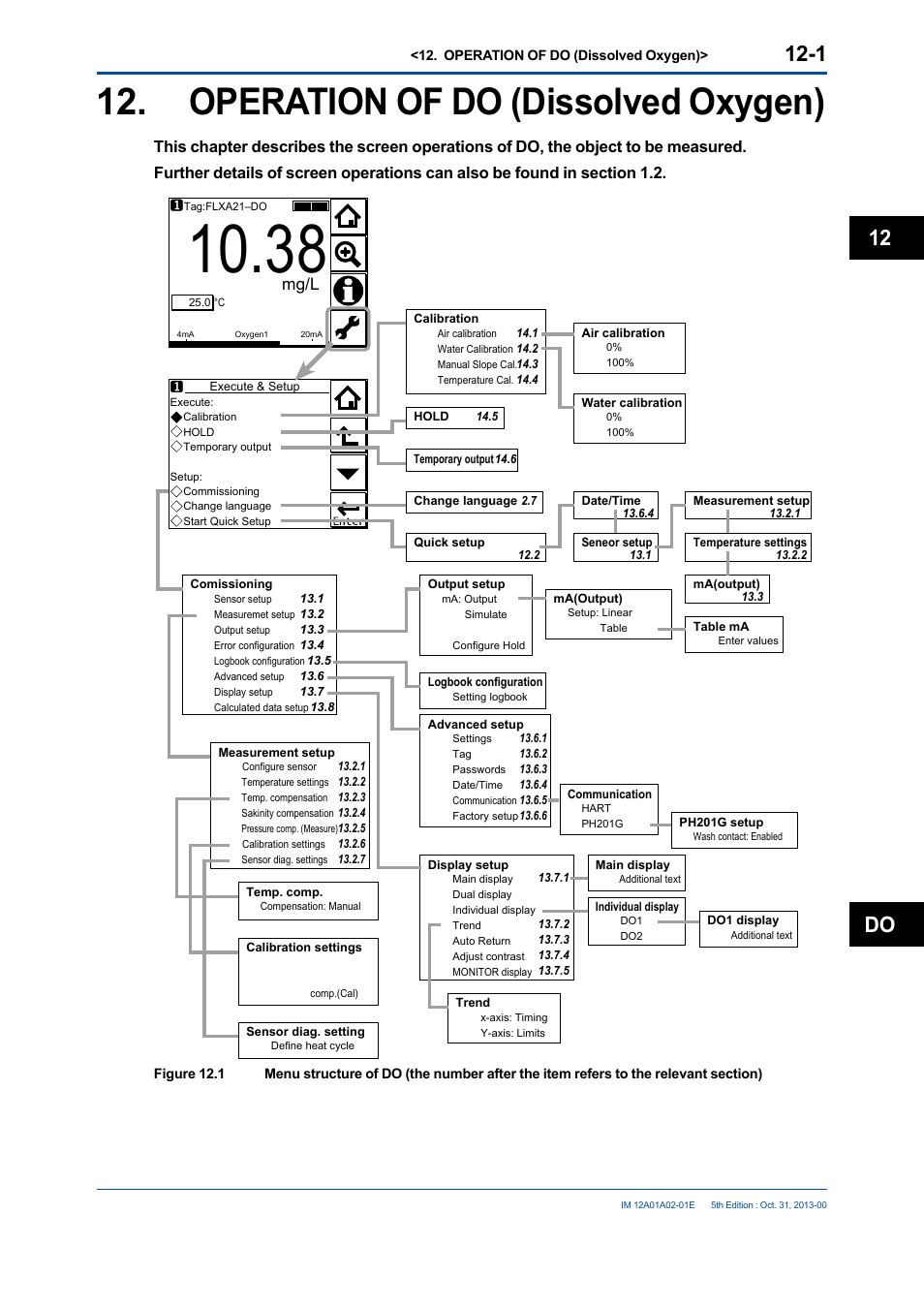 Operation of do (dissolved oxygen), Operation of do (dissolved oxygen) -1, Do 12 | Mg/l | Yokogawa 2-Wire Dual Channel Transmitter/Analyzer FLXA21 User Manual | Page 141 / 246