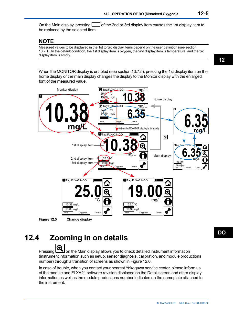 4 zooming in on details, Zooming in on details -5, Mg/l | Do 12 | Yokogawa 2-Wire Dual Channel Transmitter/Analyzer FLXA21 User Manual | Page 145 / 246