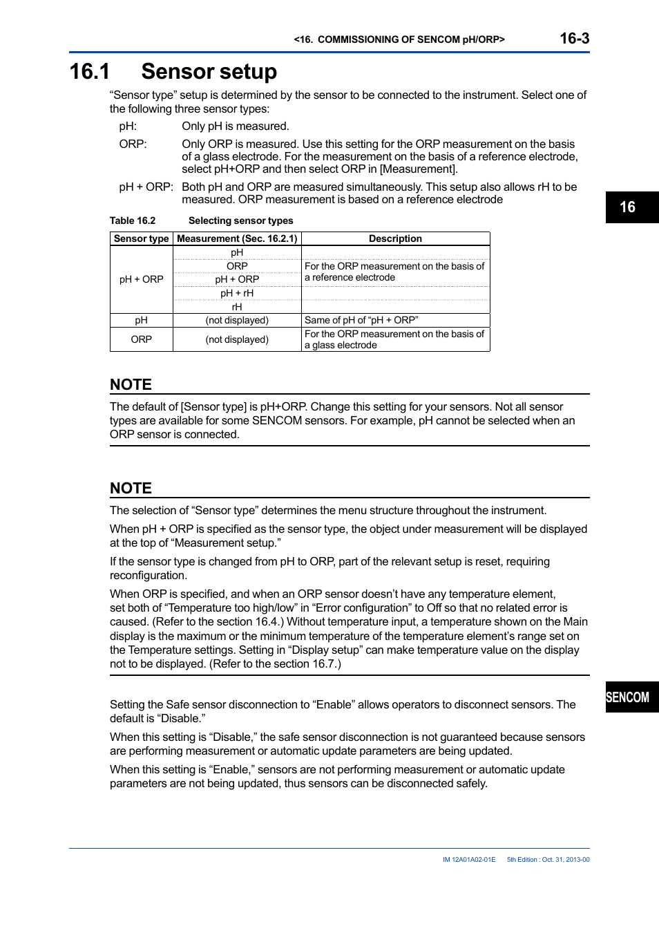 1 sensor setup, Sensor setup -3, Sencom | Yokogawa 2-Wire Dual Channel Transmitter/Analyzer FLXA21 User Manual | Page 186 / 246