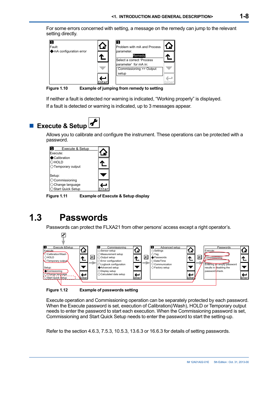 3 passwords, 3 passwords -8, Nexecute & setup | Yokogawa 2-Wire Dual Channel Transmitter/Analyzer FLXA21 User Manual | Page 20 / 246