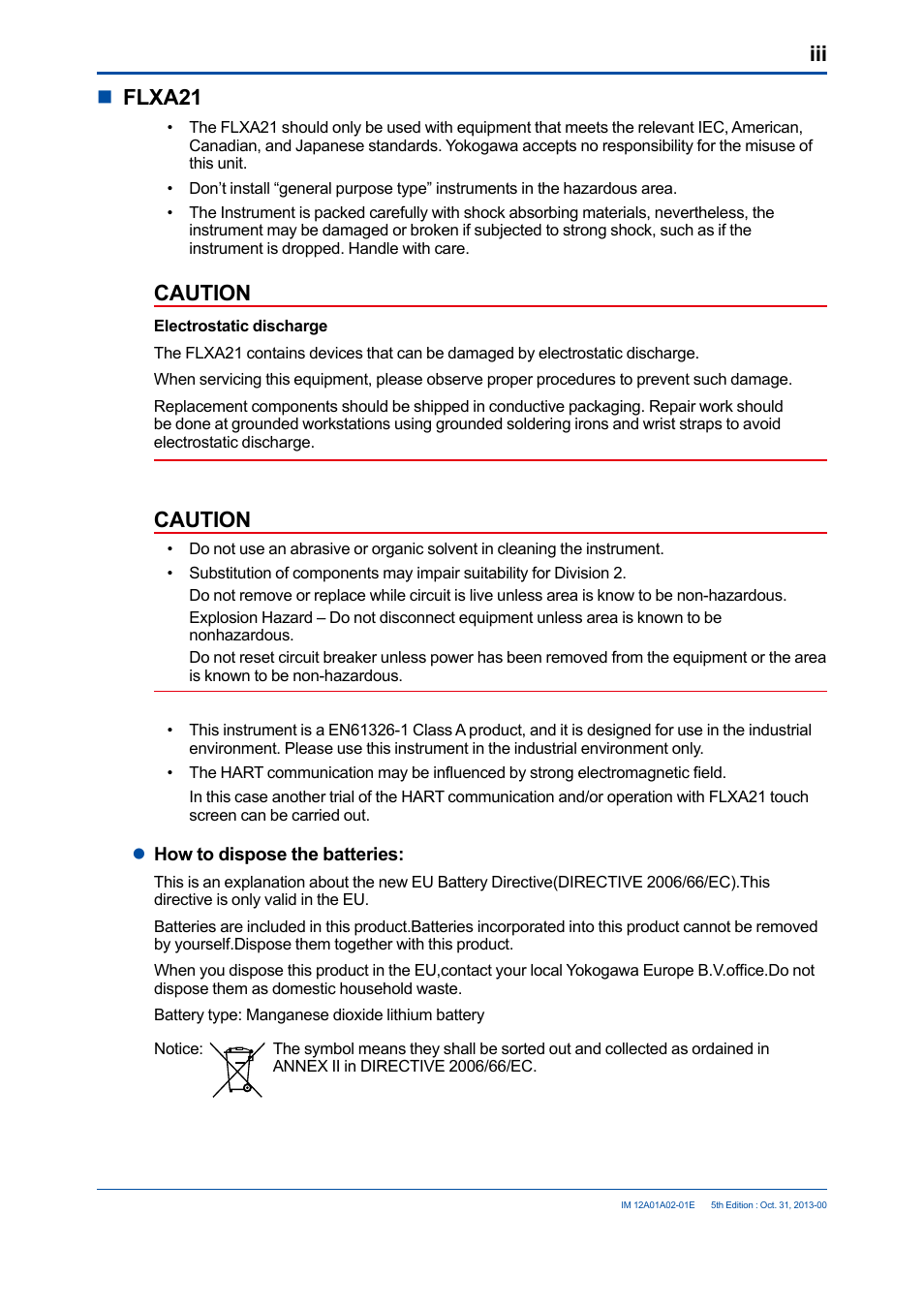 Nflxa21, Caution | Yokogawa 2-Wire Dual Channel Transmitter/Analyzer FLXA21 User Manual | Page 4 / 246