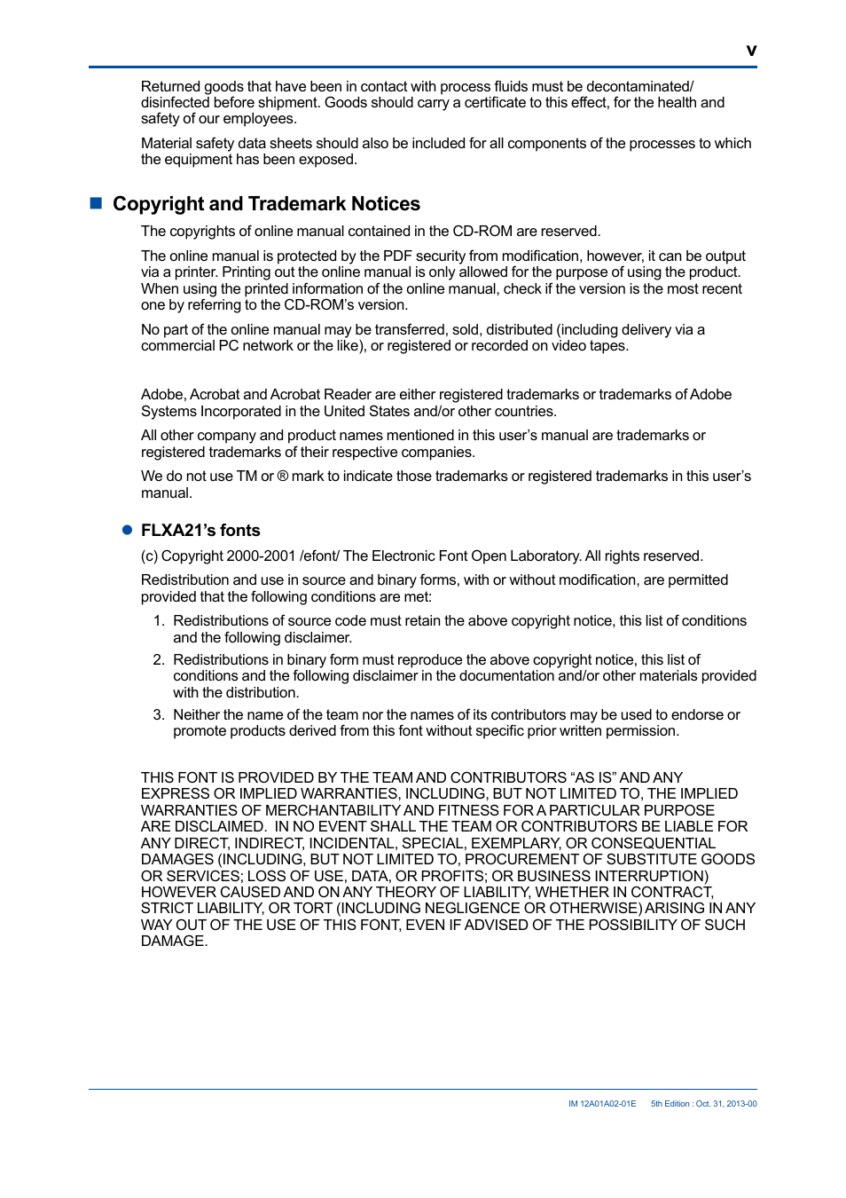 Ncopyright and trademark notices | Yokogawa 2-Wire Dual Channel Transmitter/Analyzer FLXA21 User Manual | Page 6 / 246