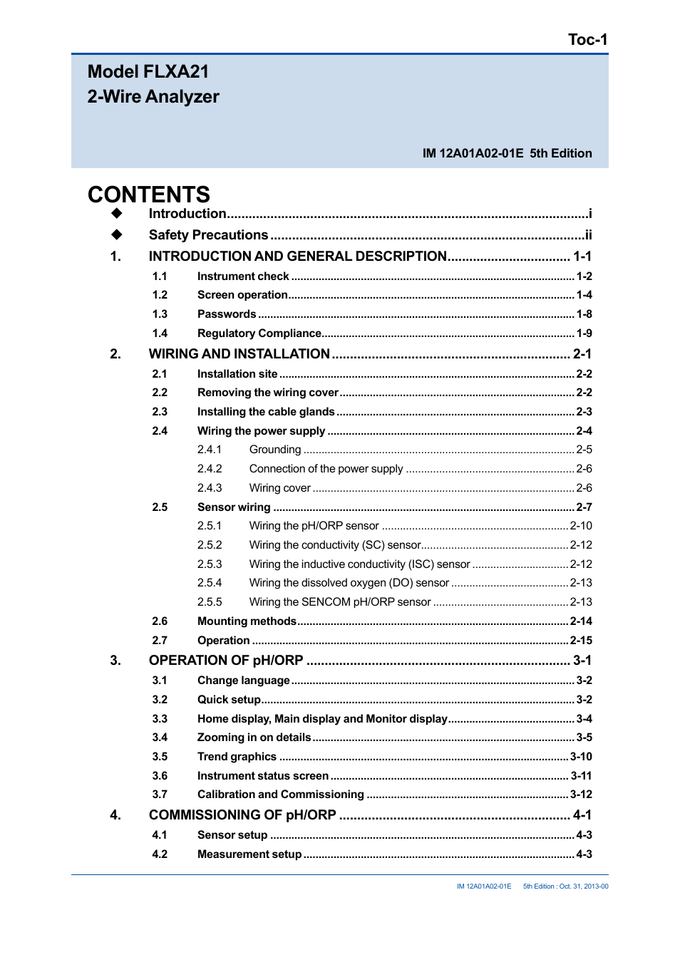 Yokogawa 2-Wire Dual Channel Transmitter/Analyzer FLXA21 User Manual | Page 7 / 246