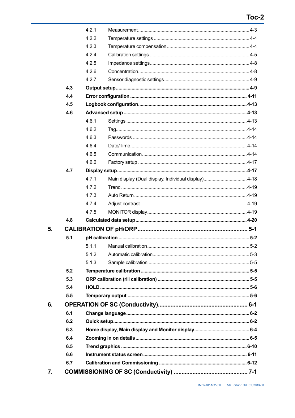 Toc-2 | Yokogawa 2-Wire Dual Channel Transmitter/Analyzer FLXA21 User Manual | Page 8 / 246