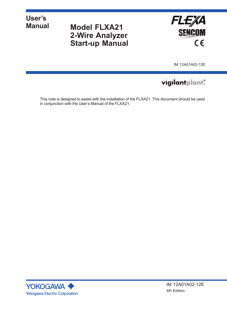 Yokogawa 2-Wire Dual Channel Transmitter/Analyzer FLXA21 User Manual | 19 pages