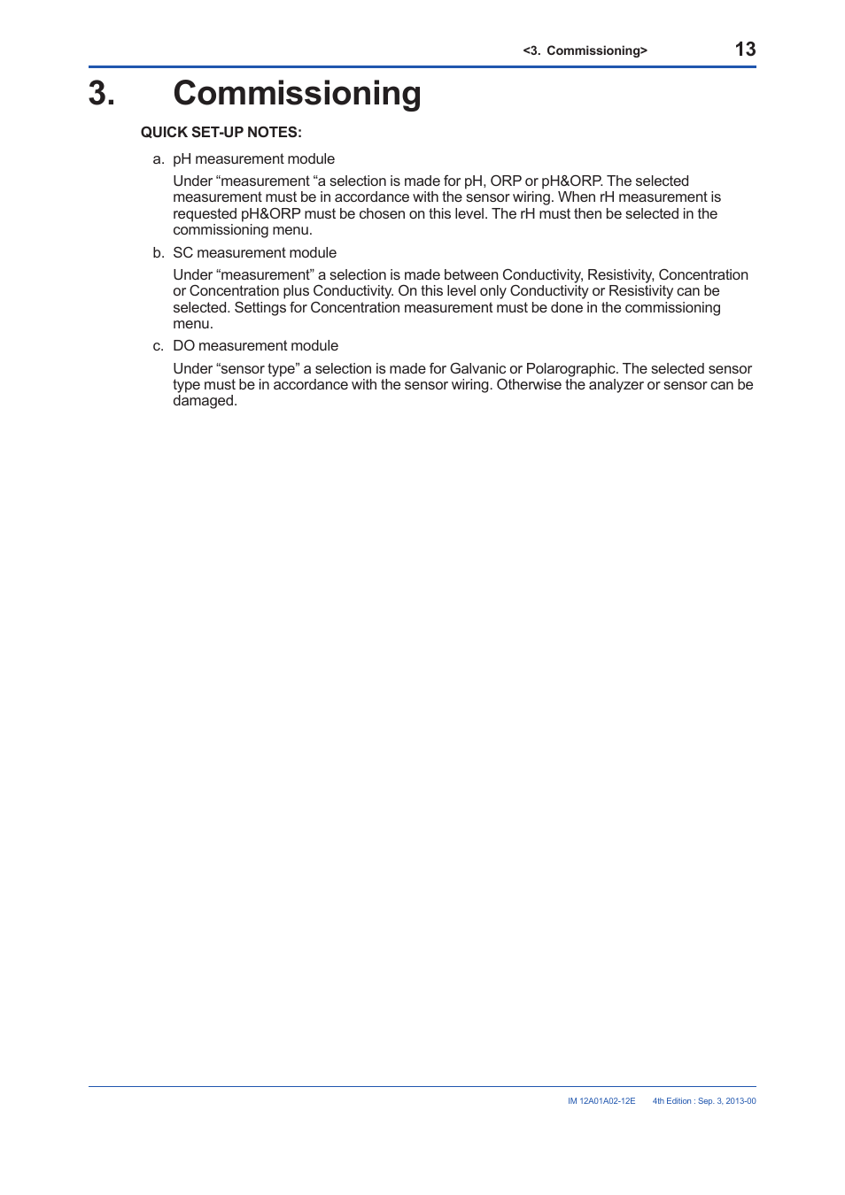Commissioning | Yokogawa 2-Wire Dual Channel Transmitter/Analyzer FLXA21 User Manual | Page 15 / 19