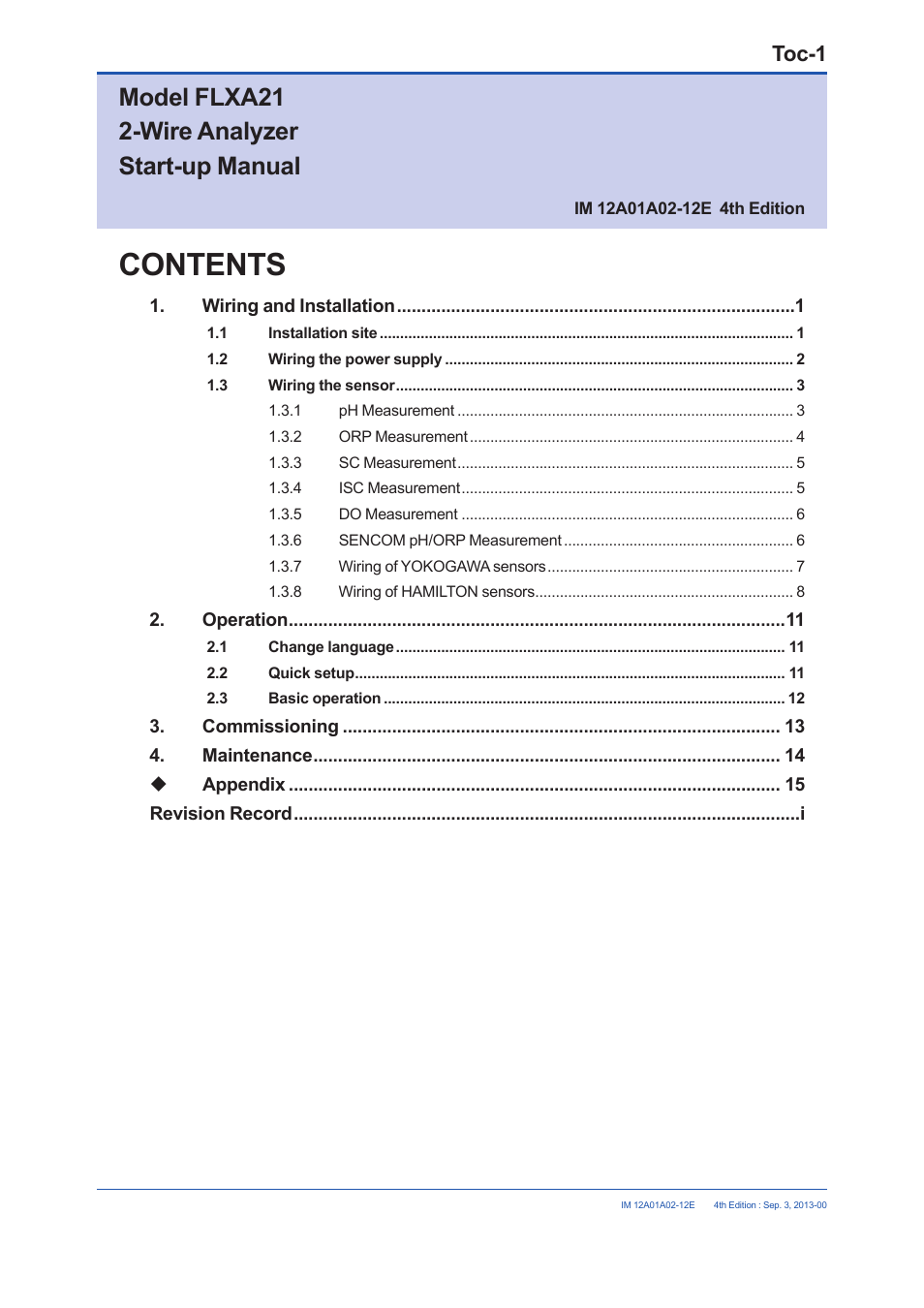 Yokogawa 2-Wire Dual Channel Transmitter/Analyzer FLXA21 User Manual | Page 2 / 19