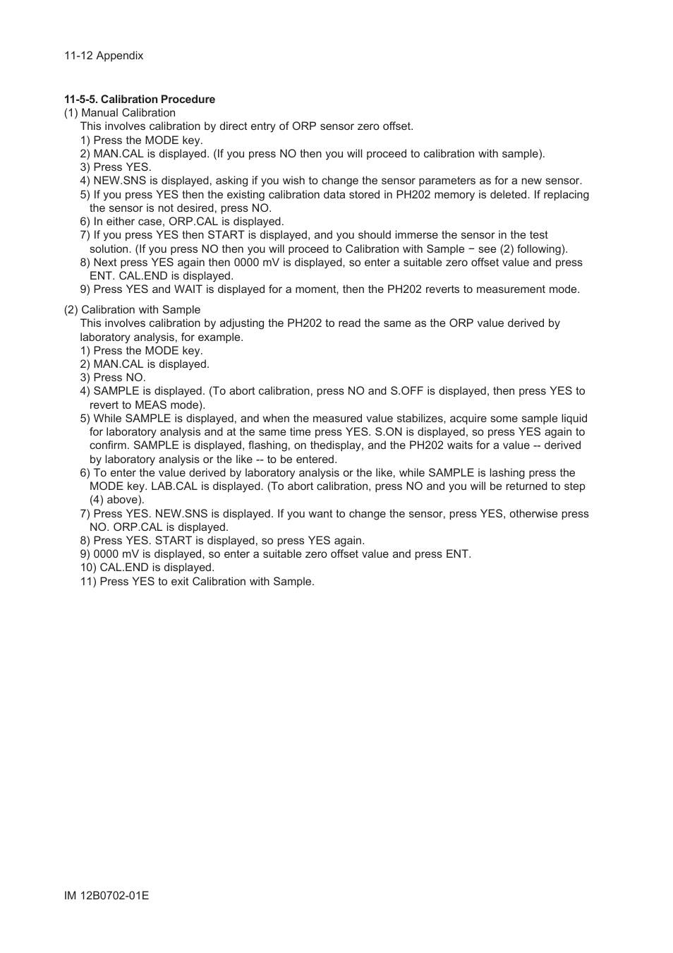 5-5. calibration procedure, 5-5. calibration procedure -12 | Yokogawa EXA PH202 2-Wire pH/ORP Analyzer User Manual | Page 109 / 138