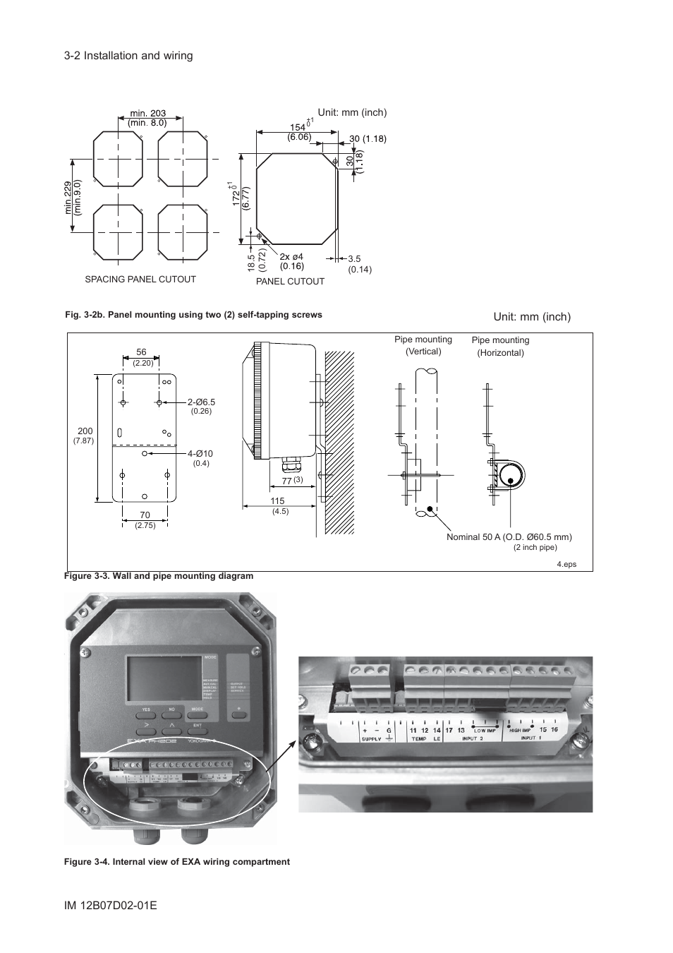 Unit: mm (inch) | Yokogawa EXA PH202 2-Wire pH/ORP Analyzer User Manual | Page 35 / 138