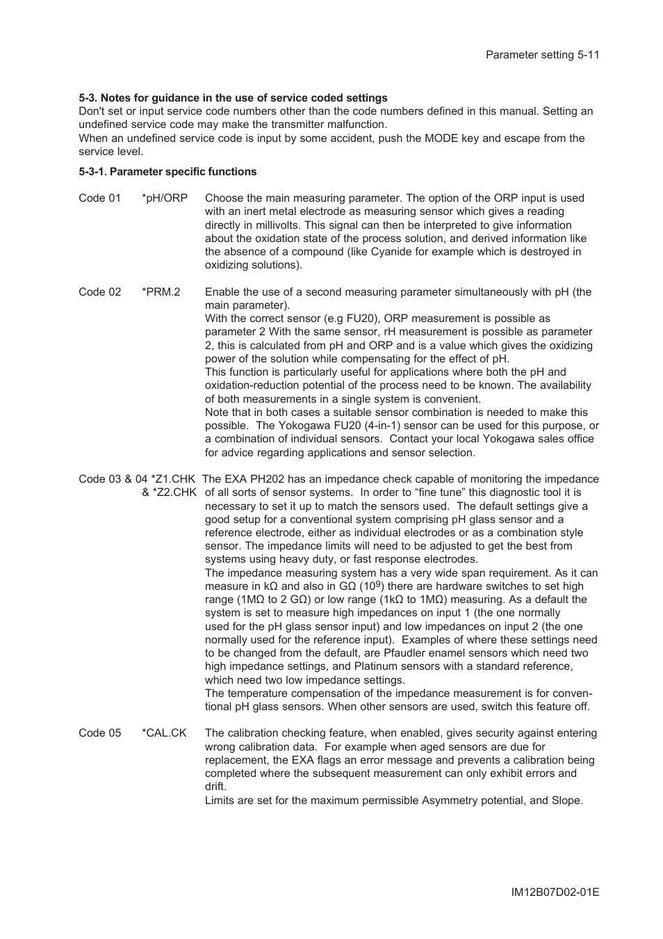 3-1. parameter specific functions, 3-1. parameter specific functions -11 | Yokogawa EXA PH202 2-Wire pH/ORP Analyzer User Manual | Page 62 / 138