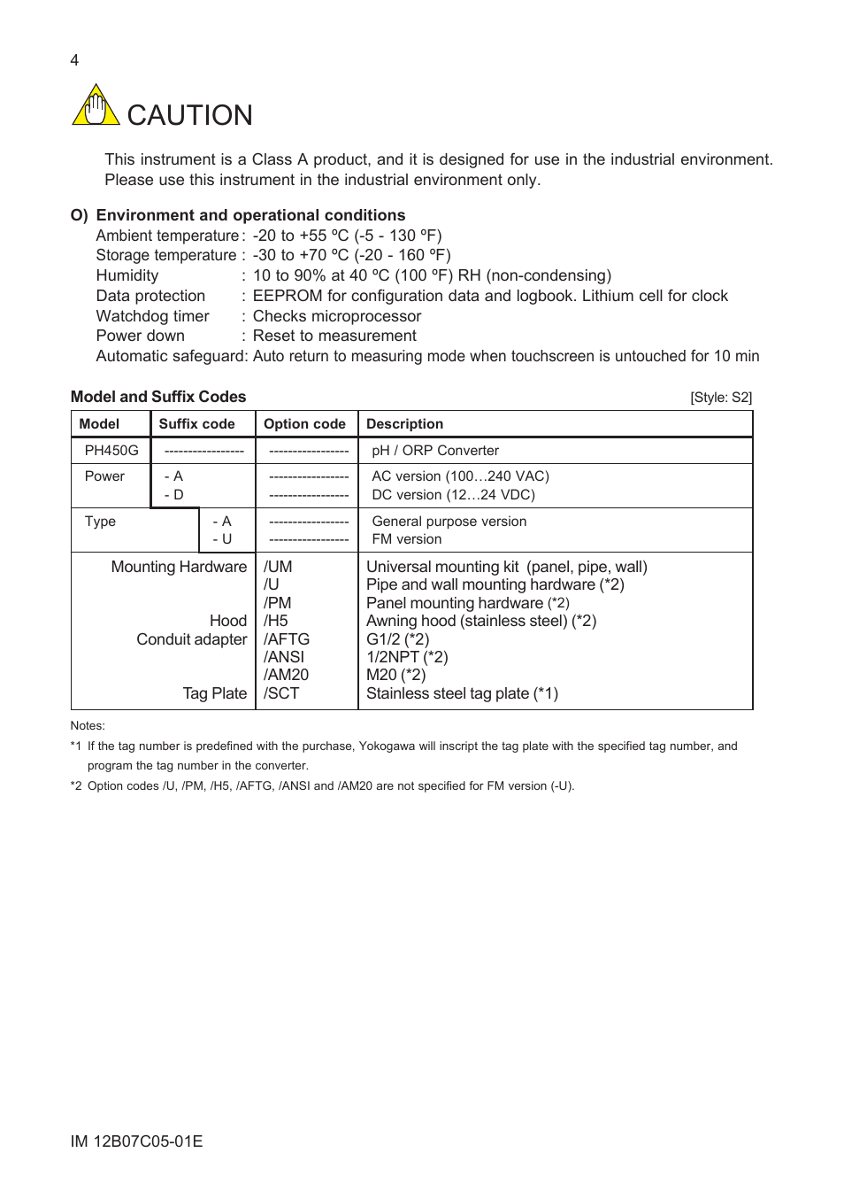 Caution | Yokogawa EXAxt PH450 4-Wire Analyzer for pH and ORP User Manual | Page 12 / 69