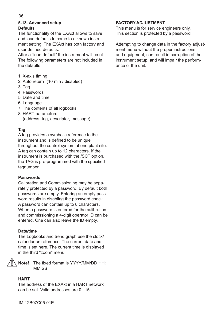13. advanced setup | Yokogawa EXAxt PH450 4-Wire Analyzer for pH and ORP User Manual | Page 44 / 69