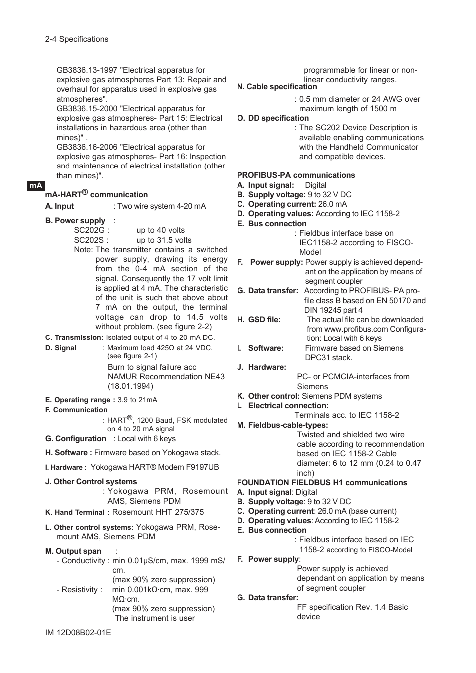 Yokogawa EXA SC202 2-Wire Conductivity Transmitter/Analyzer User Manual | Page 17 / 113