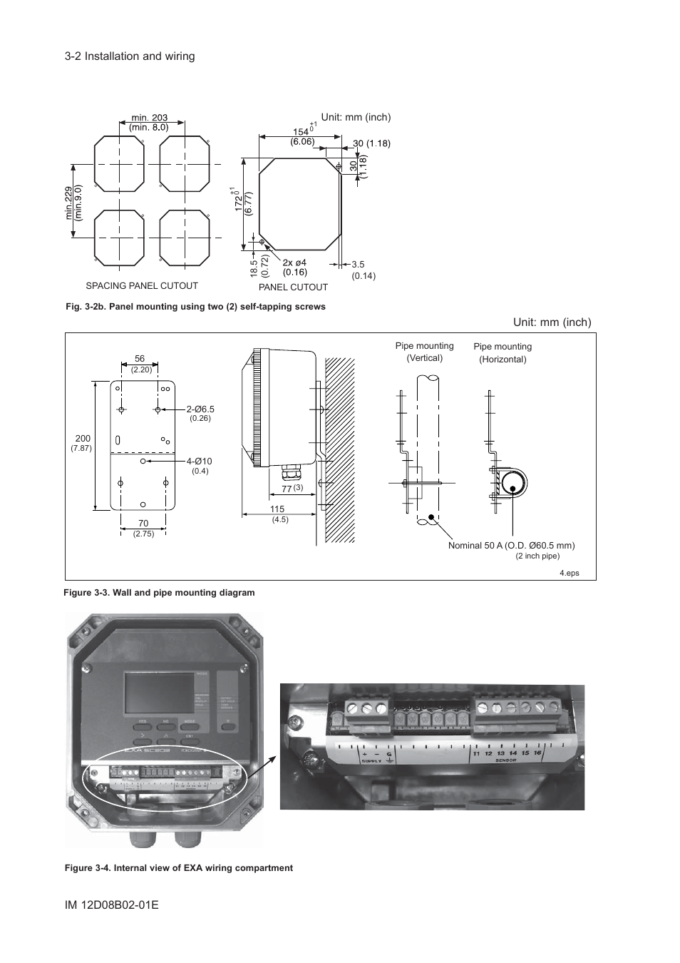 Unit: mm (inch) | Yokogawa EXA SC202 2-Wire Conductivity Transmitter/Analyzer User Manual | Page 35 / 113