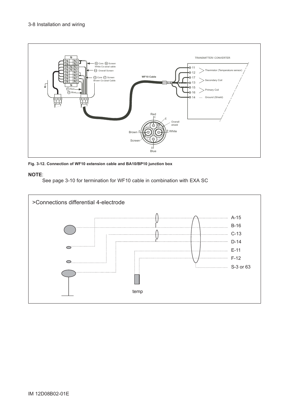 Connections differential 4-electrode, C-13 d-14 | Yokogawa EXA SC202 2-Wire Conductivity Transmitter/Analyzer User Manual | Page 41 / 113