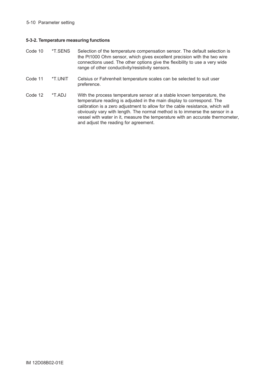 3-2. temperature measuring functions, 3-2. temperature measuring functions -10 | Yokogawa EXA SC202 2-Wire Conductivity Transmitter/Analyzer User Manual | Page 56 / 113