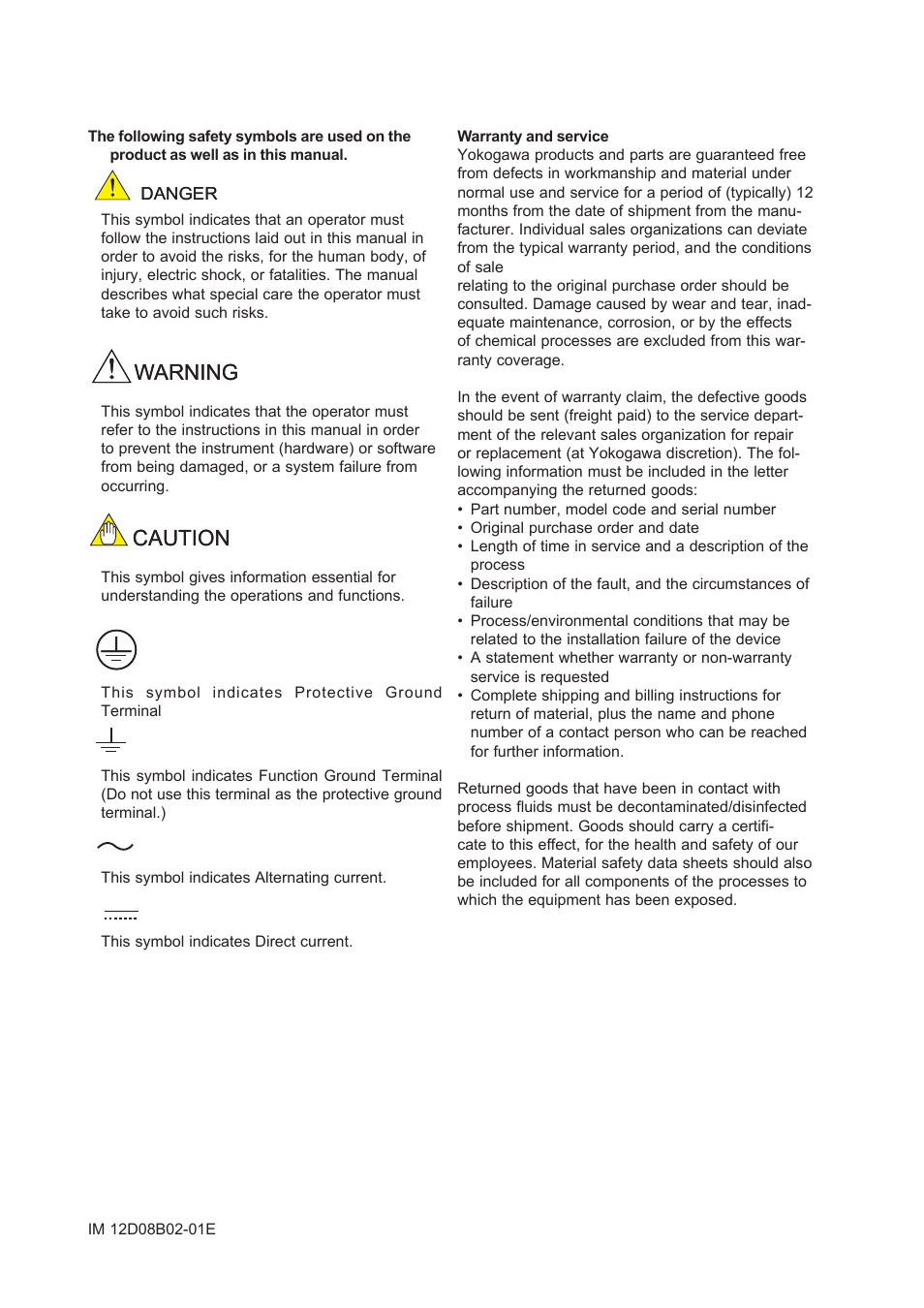 Warning, Warning caution caution | Yokogawa EXA SC202 2-Wire Conductivity Transmitter/Analyzer User Manual | Page 6 / 113