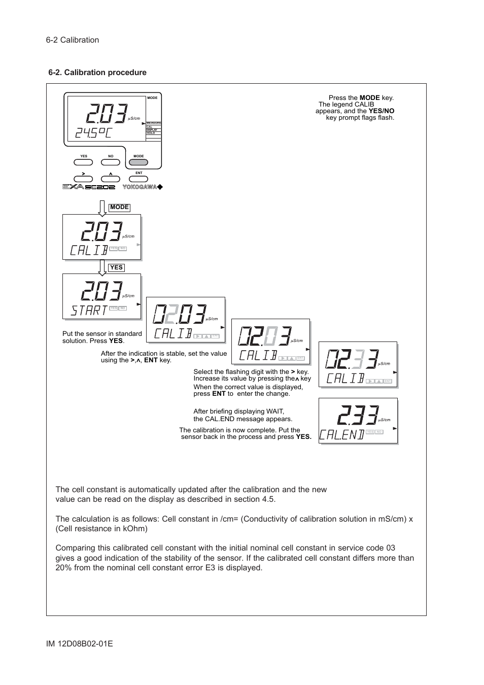 2. calibration procedure, 2. calibration procedure -2 | Yokogawa EXA SC202 2-Wire Conductivity Transmitter/Analyzer User Manual | Page 67 / 113