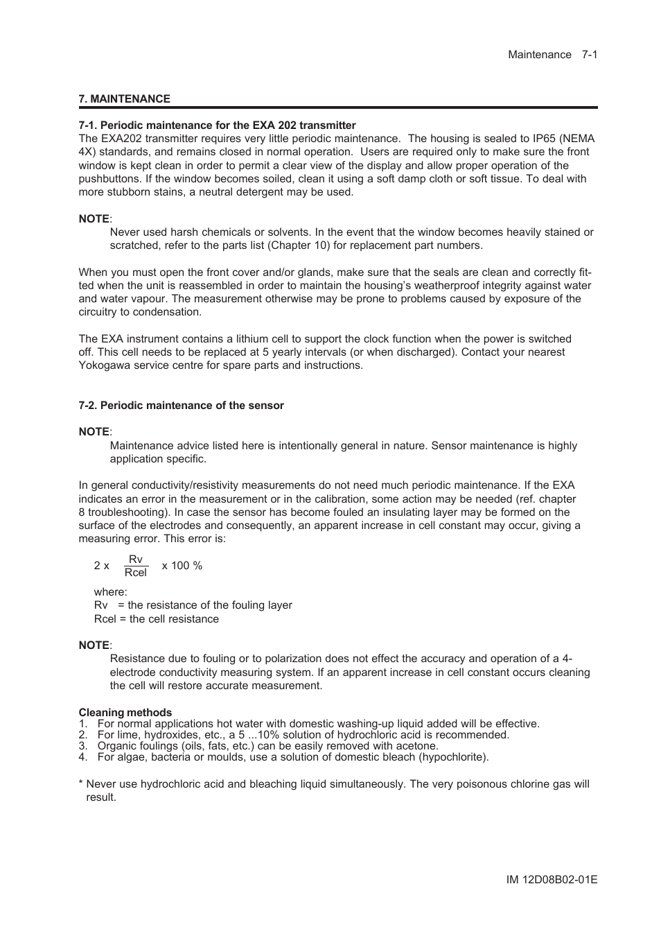 Maintenance, 2. periodic maintenance of the sensor, Maintenance -1 | 2. periodic maintenance of the sensor -1 | Yokogawa EXA SC202 2-Wire Conductivity Transmitter/Analyzer User Manual | Page 69 / 113