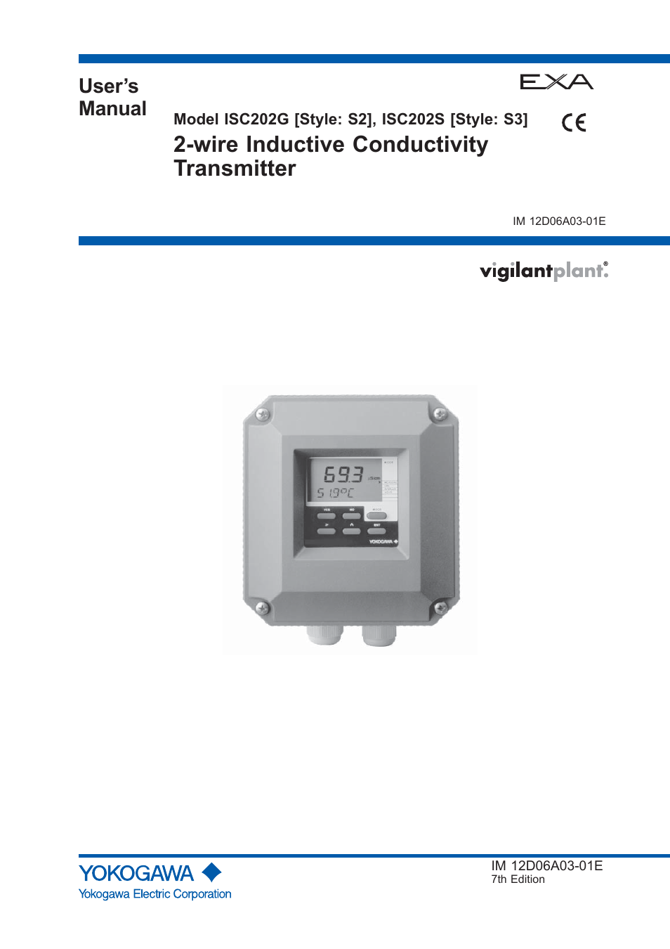 Yokogawa EXA ISC202 2-wire Conductivity Transmitter/Analyzer User Manual | 119 pages