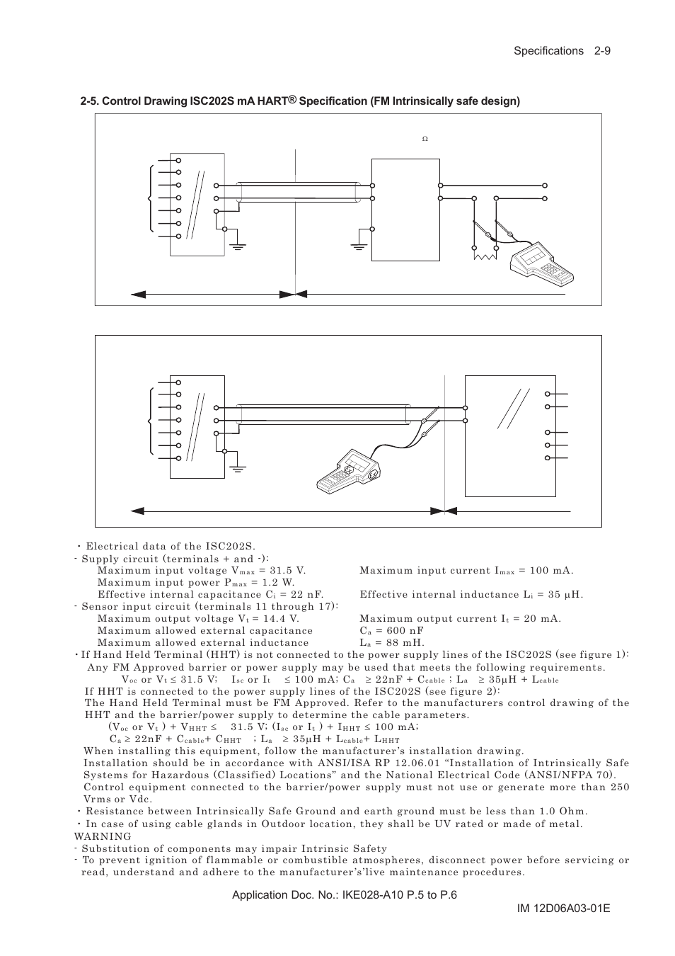 6. control drawing isc202s ma hart® specification, Fm non-incendive design) -10 | Yokogawa EXA ISC202 2-wire Conductivity Transmitter/Analyzer User Manual | Page 21 / 119