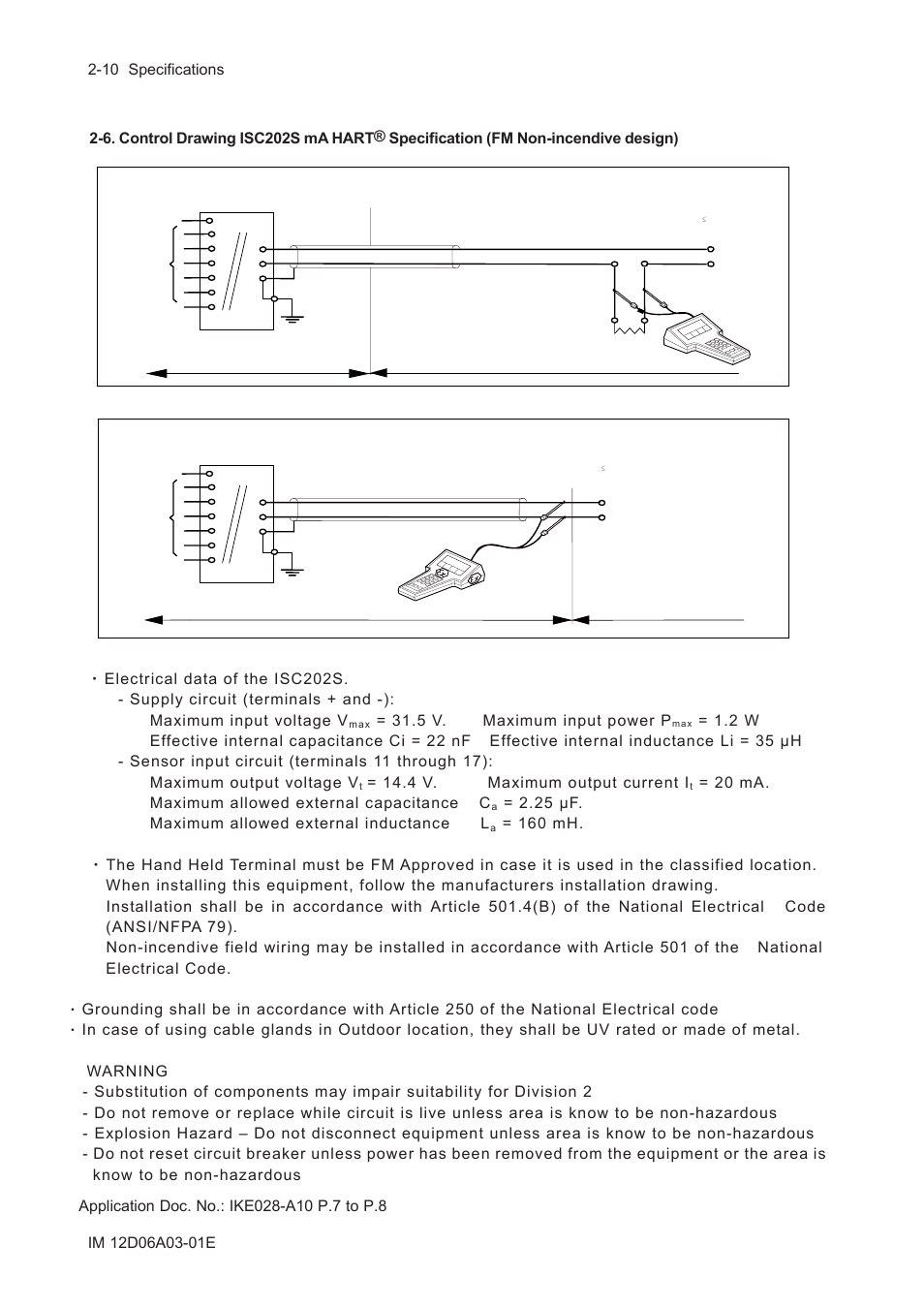 5 v. maximum input power p, 4 v. maximum output current i, 20 ma. maximum allowed external capacitance c | 25 μf. maximum allowed external inductance l | Yokogawa EXA ISC202 2-wire Conductivity Transmitter/Analyzer User Manual | Page 22 / 119