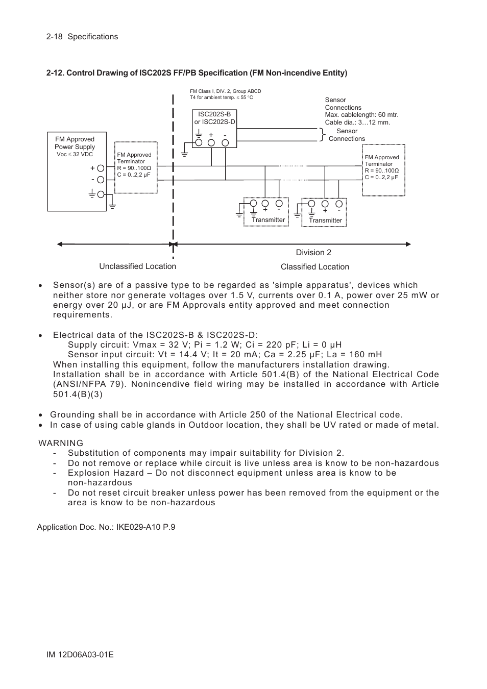 13. control drawing of isc202s ff/pb specification, Fm non-incendive fnico) -19 | Yokogawa EXA ISC202 2-wire Conductivity Transmitter/Analyzer User Manual | Page 30 / 119